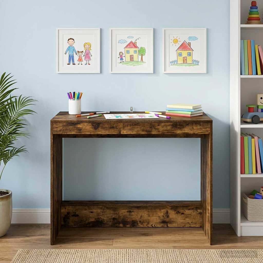 vidaXL Легло с бюро Опушен дъб Инженерна дървесина 100 x 45 x 75 cm