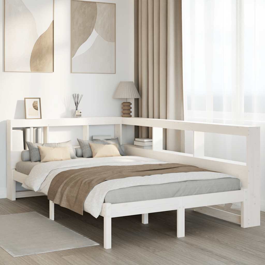 vidaXL Легло с етажерка за книги без матрак 120x200 см бор масив