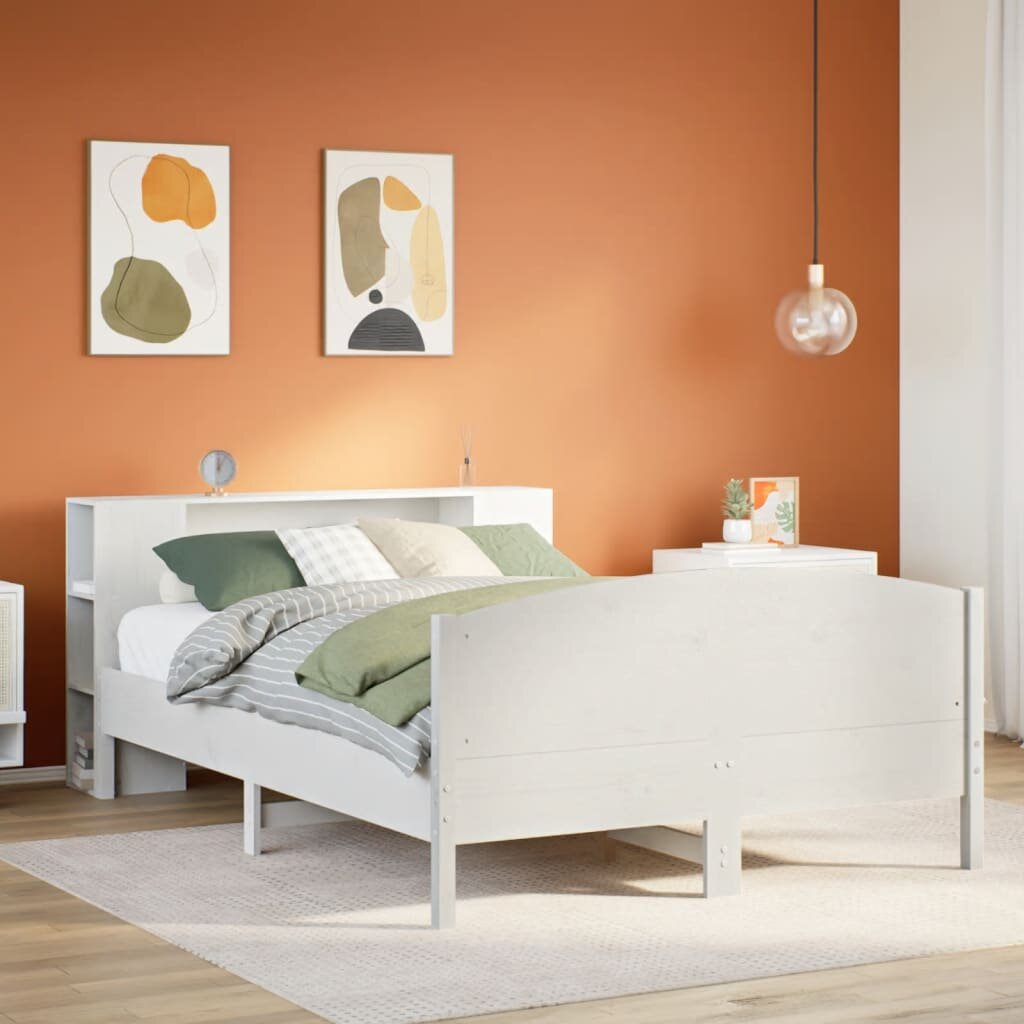 vidaXL Легло с етажерка за книги без матрак 150x200 см бор масив