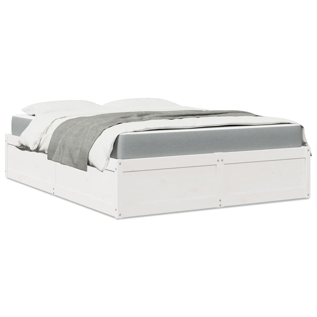 vidaXL Легло с матрак бял 140x200 см борово дърво масив