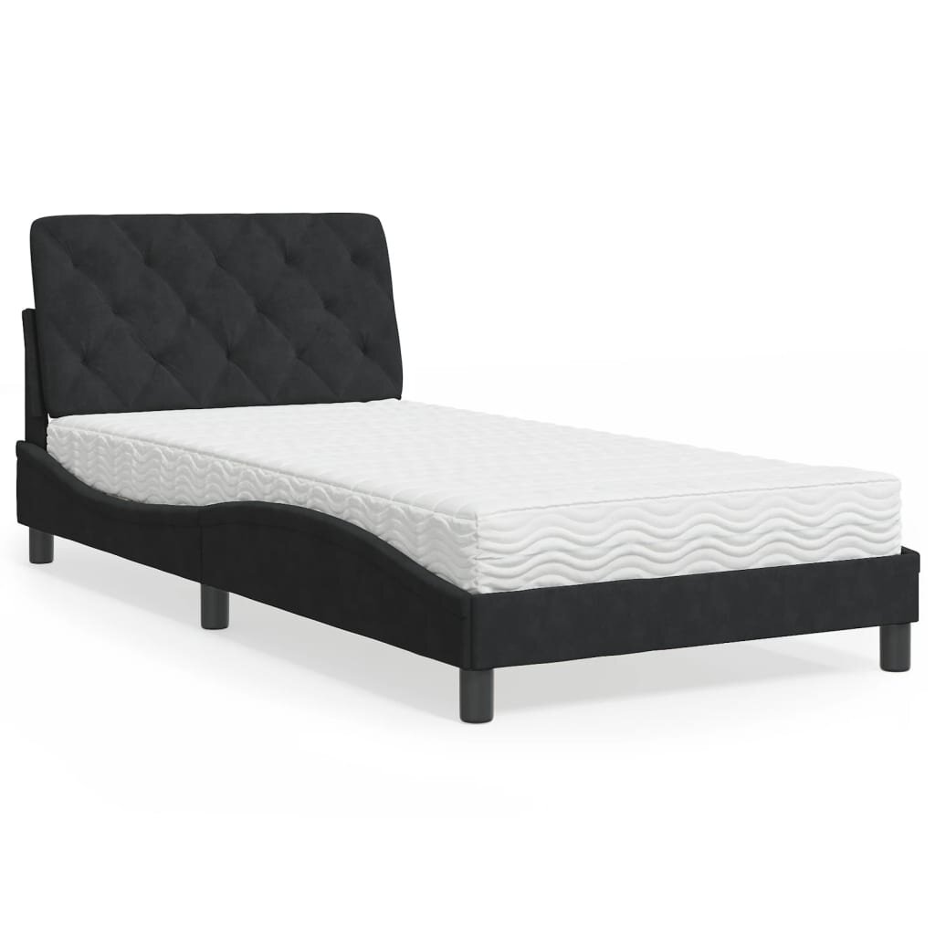vidaXL Легло с матрак черно 100x200 см кадифе