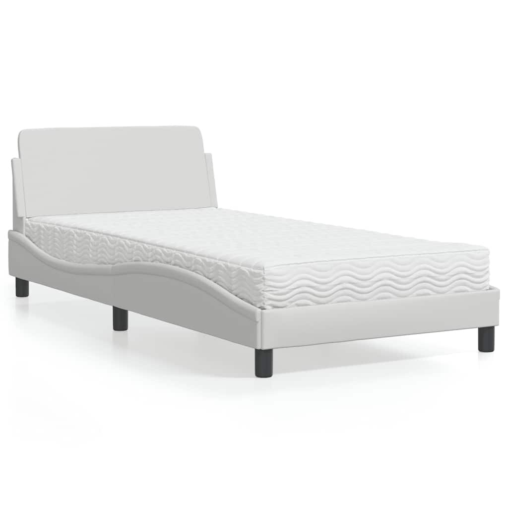vidaXL Легло с матрак Dover бяло 100x200 см изкуствена кожа