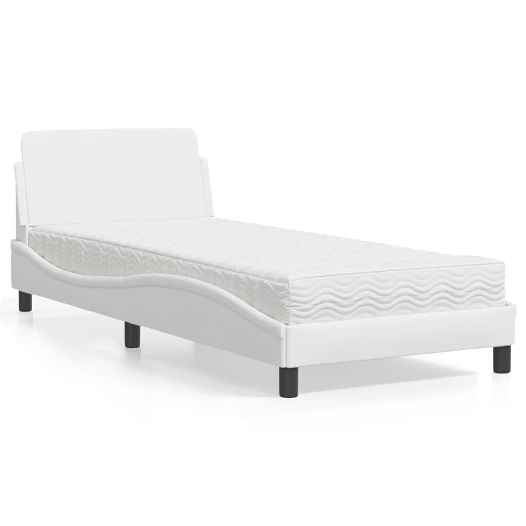 vidaXL Легло с матрак Dover бяло 90x200 см изкуствена кожа