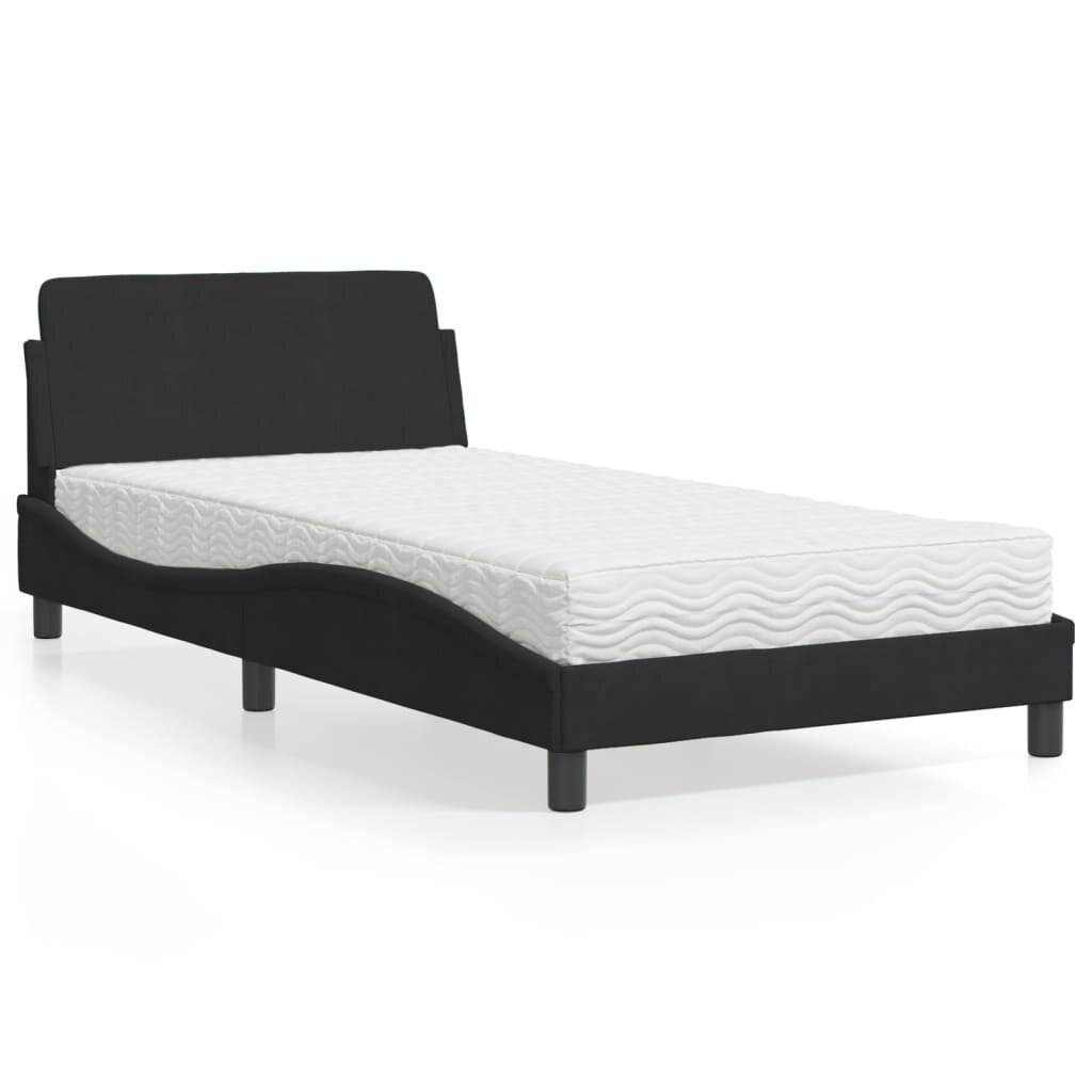 vidaXL Легло с матрак Dover черно 100x200 см кадифе