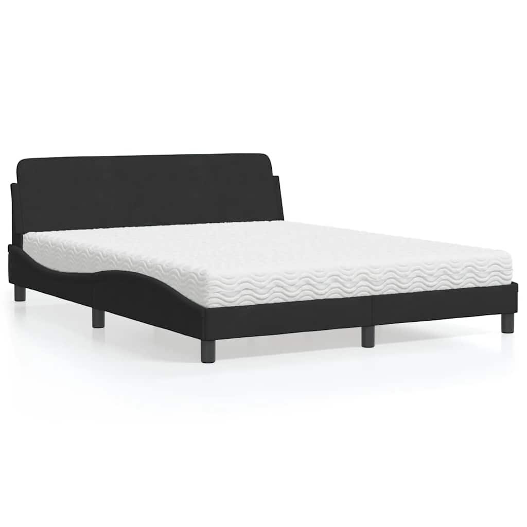 vidaXL Легло с матрак Dover черно 160x200 см кадифе