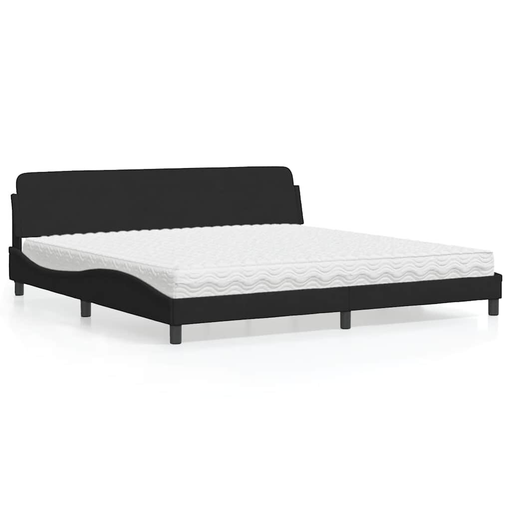 vidaXL Легло с матрак Dover черно 200x200 см кадифе