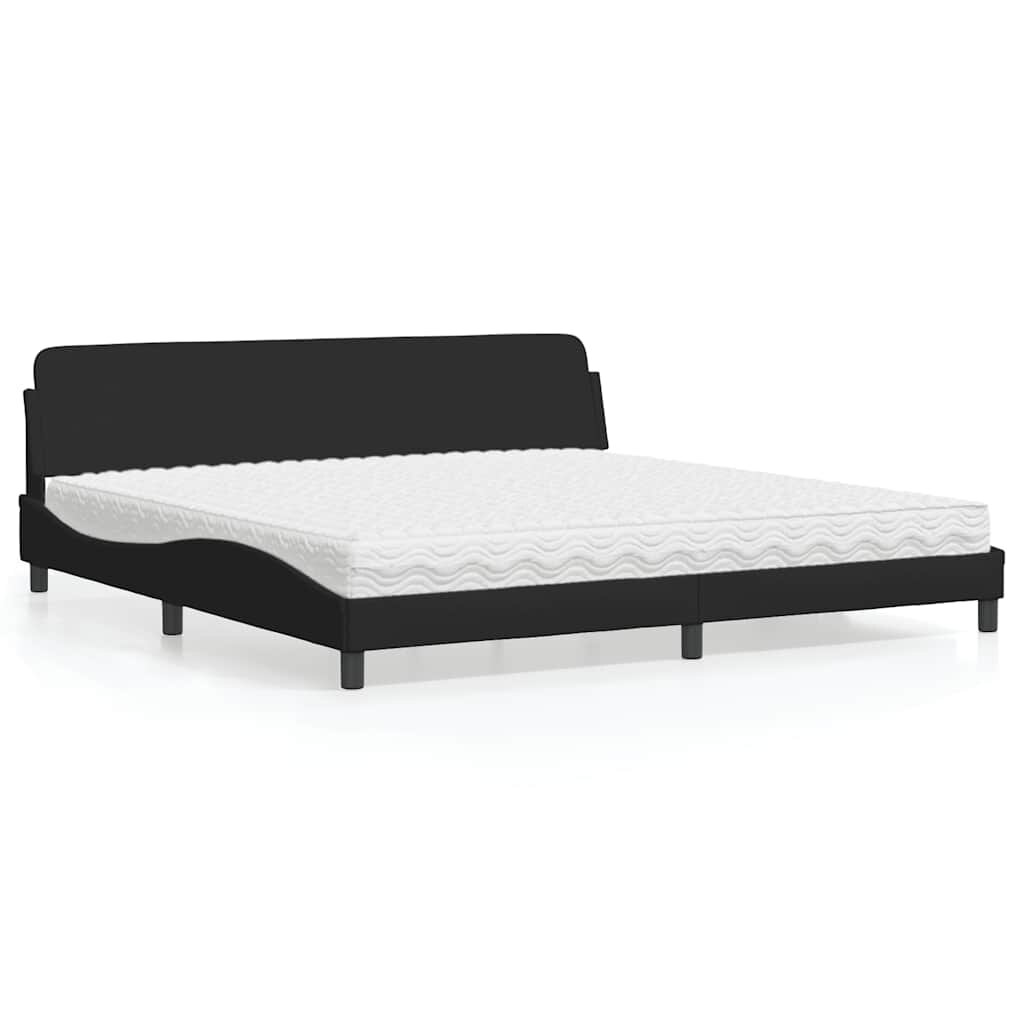 vidaXL Легло с матрак Dover черно 200x200 см плат