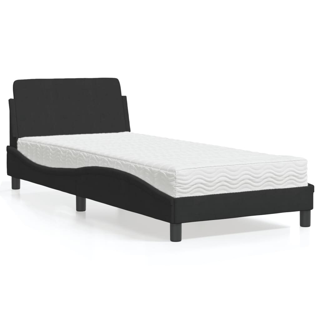 vidaXL Легло с матрак Dover черно 90x200 см кадифе