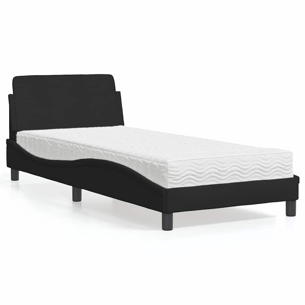 vidaXL Легло с матрак Dover черно 90x200 см плат