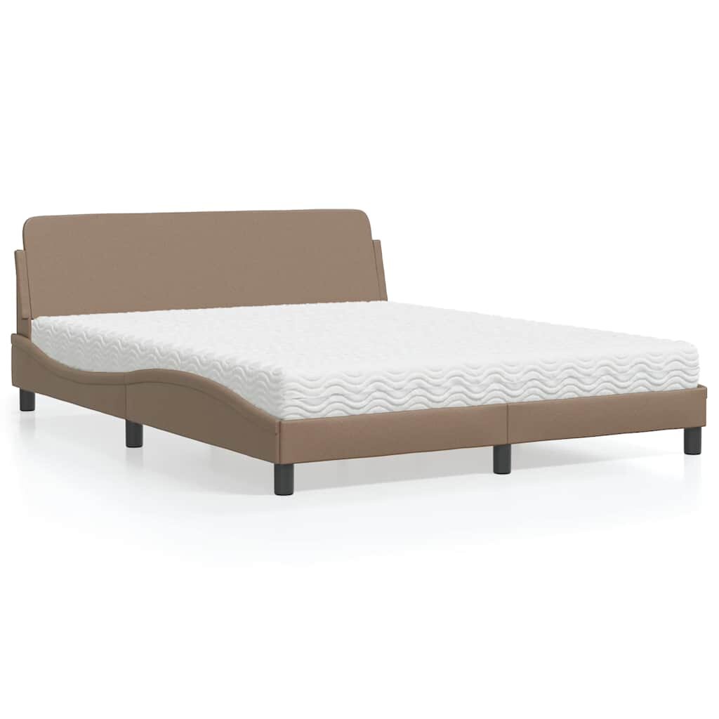 vidaXL Легло с матрак Dover капучино 160x200 см изкуствена кожа