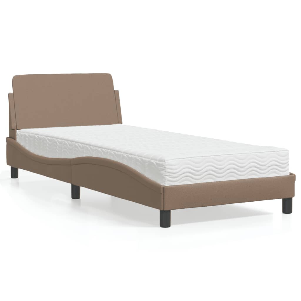 vidaXL Легло с матрак Dover капучино 90x190 см изкуствена кожа