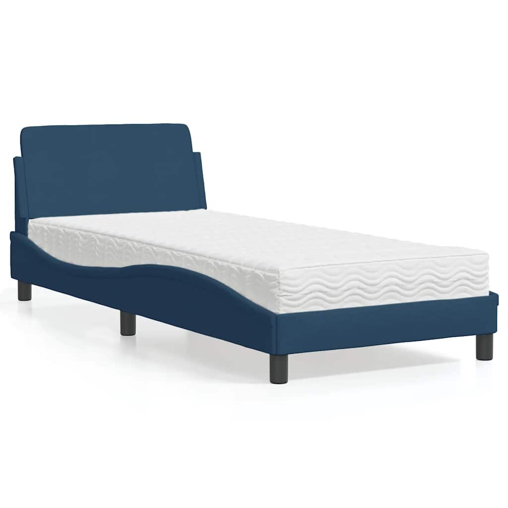 vidaXL Легло с матрак Dover синьо 90x200 см плат