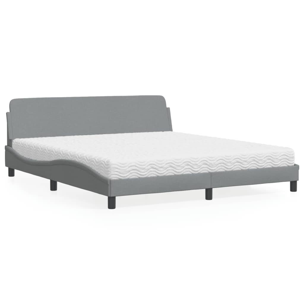 vidaXL Легло с матрак Dover светлосиво 180x200 см плат