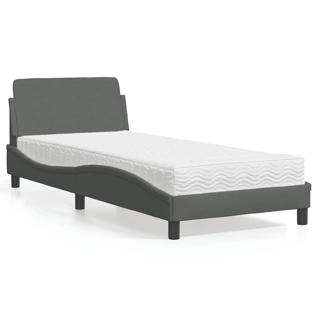 vidaXL Легло с матрак Dover тъмносив 80x200 см плат