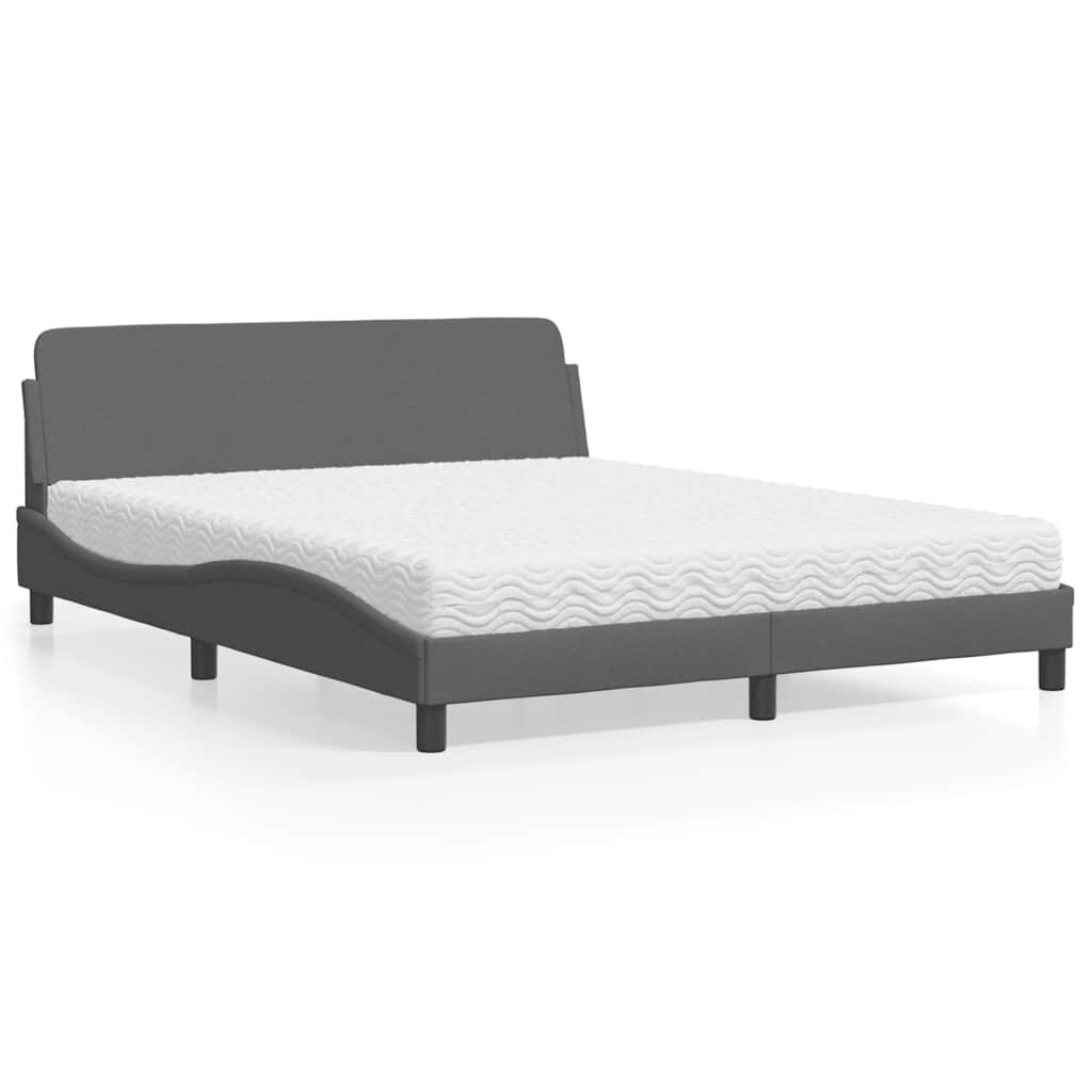 vidaXL Легло с матрак Dover тъмносиво 160x200 см плат