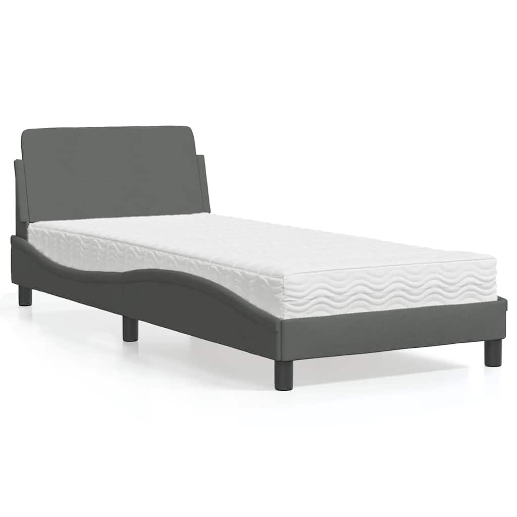 vidaXL Легло с матрак Dover тъмносиво 90x200 см плат