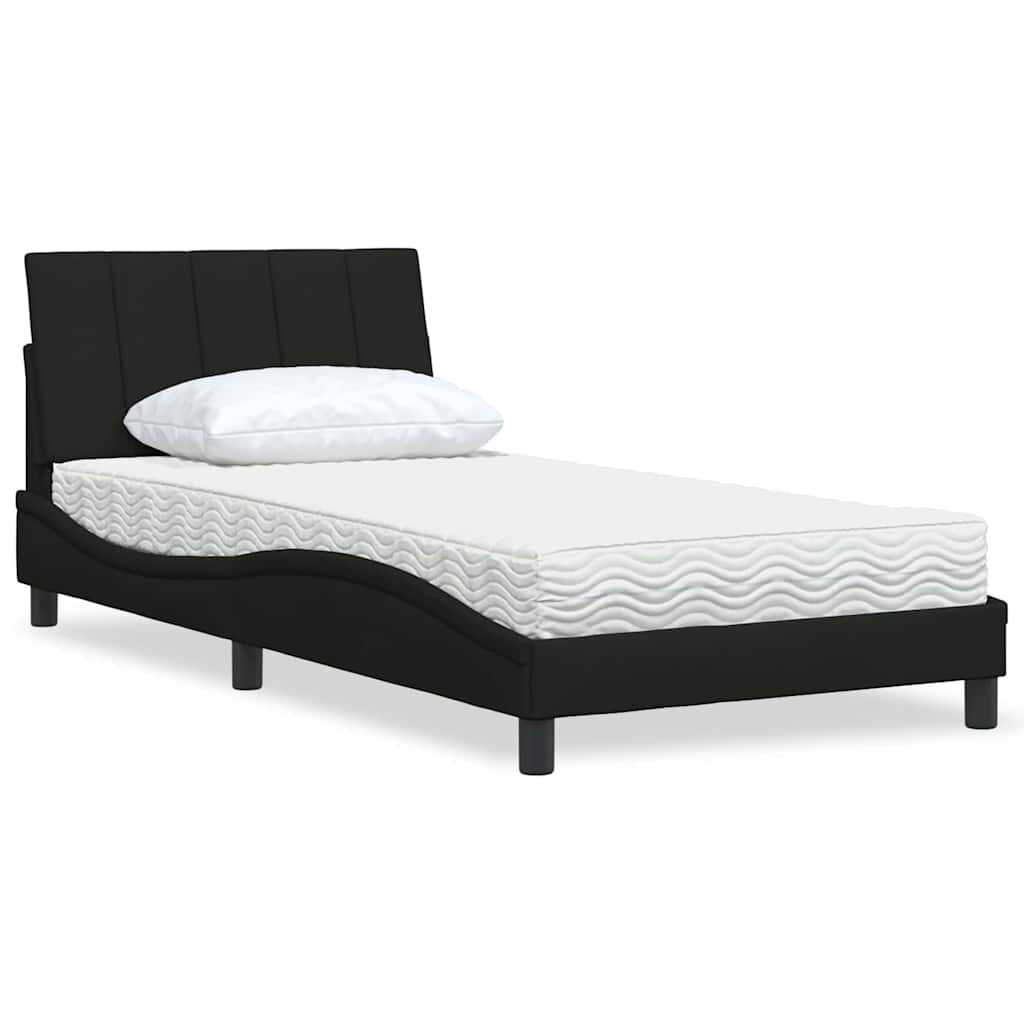 vidaXL Легло с матрак Hanko черно 100x200 см плат