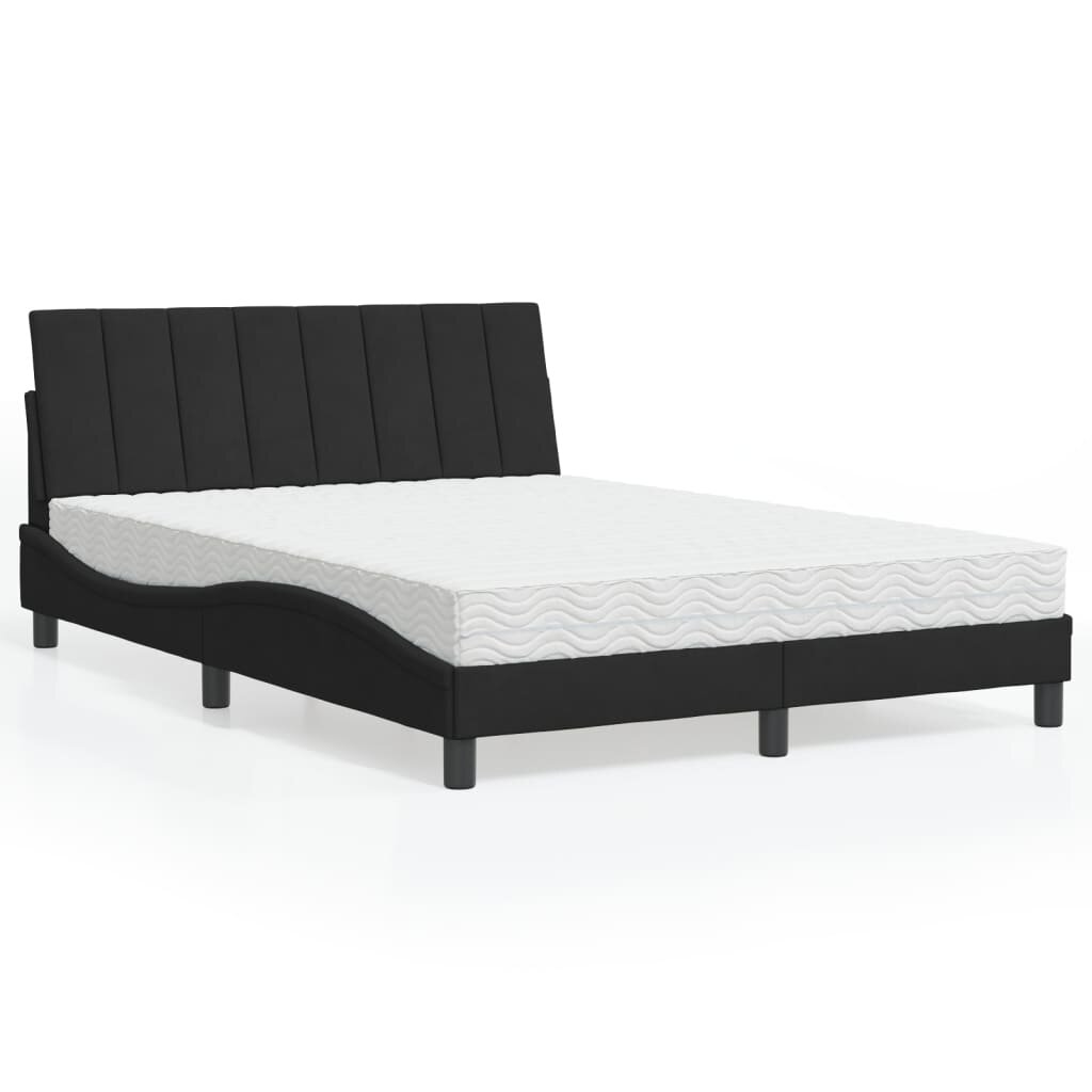 vidaXL Легло с матрак Hanko черно 140x200 см кадифе
