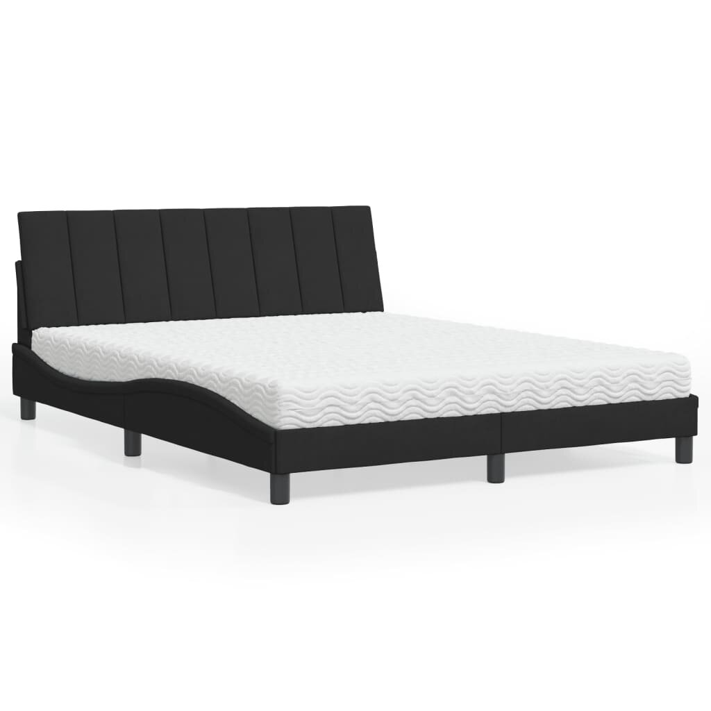 vidaXL Легло с матрак Hanko черно 160x200 см кадифе