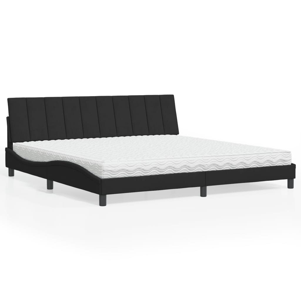 vidaXL Легло с матрак Hanko черно 200x200 см кадифе
