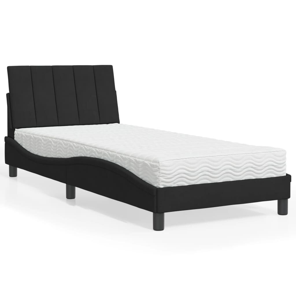 vidaXL Легло с матрак Hanko черно 80x200 см кадифе