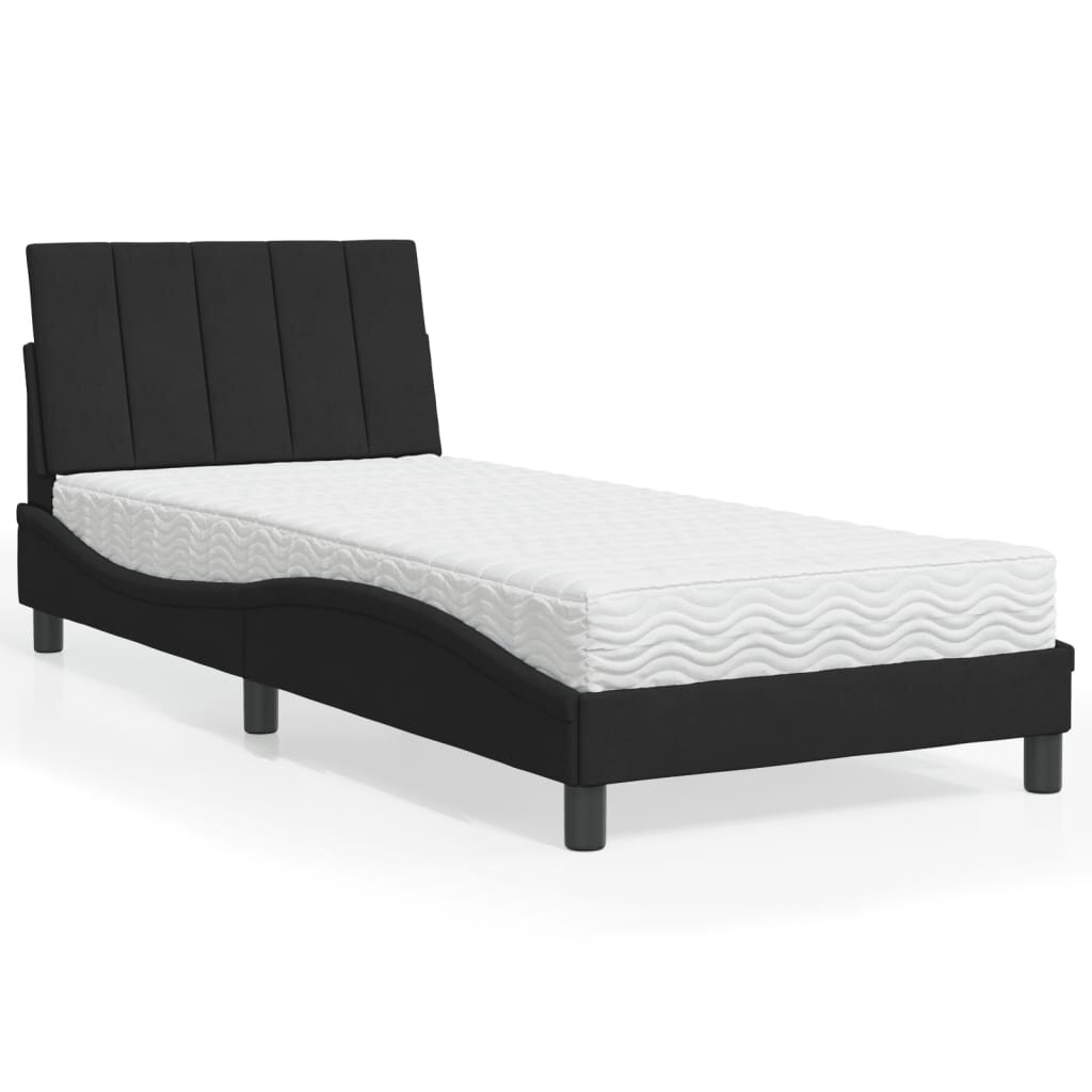 vidaXL Легло с матрак Hanko черно 90x190 см кадифе