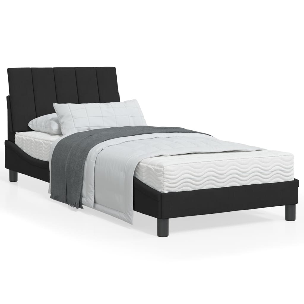 vidaXL Легло с матрак Hanko черно 90x200 см кадифе