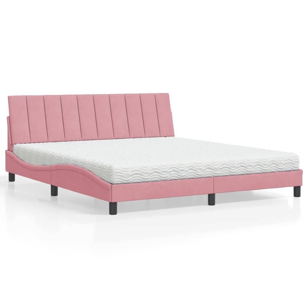vidaXL Легло с матрак Hanko розово 180x200 см кадифе