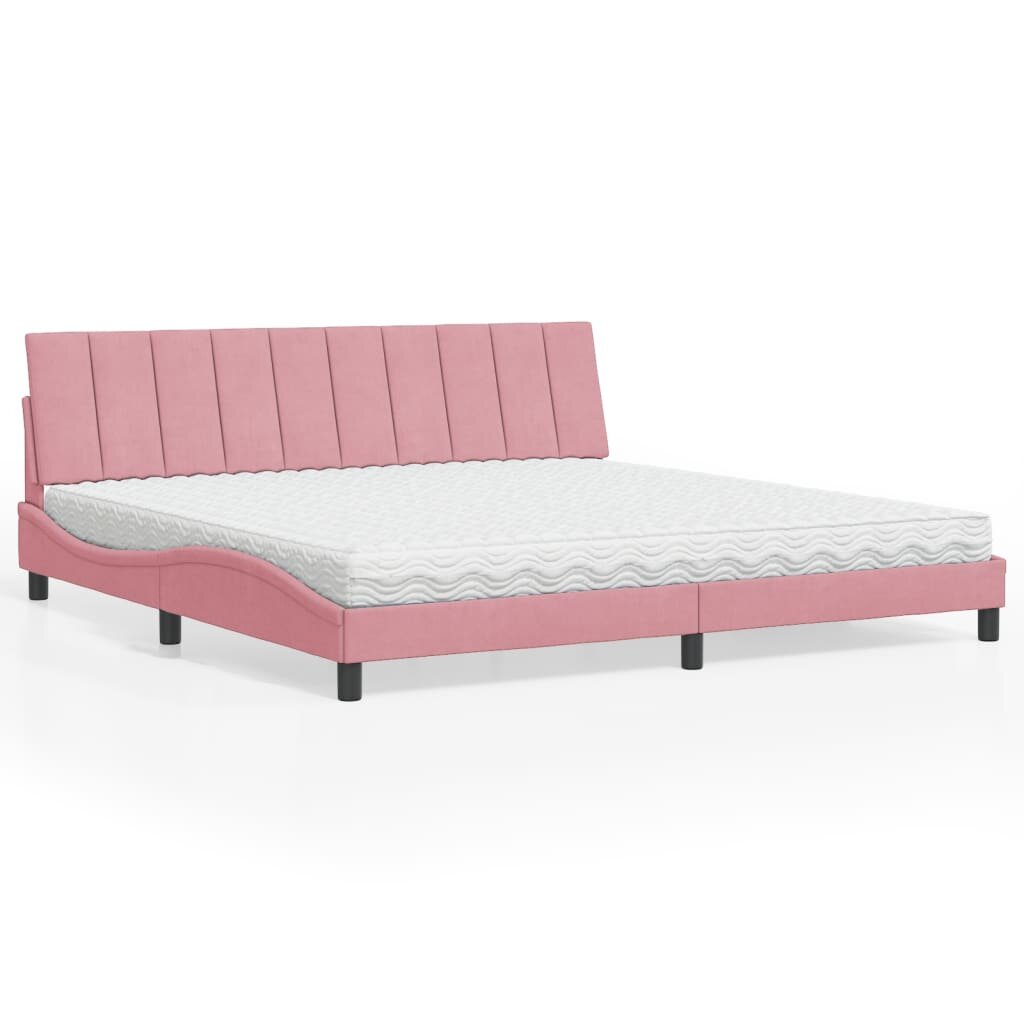 vidaXL Легло с матрак Hanko розово 200x200 см кадифе