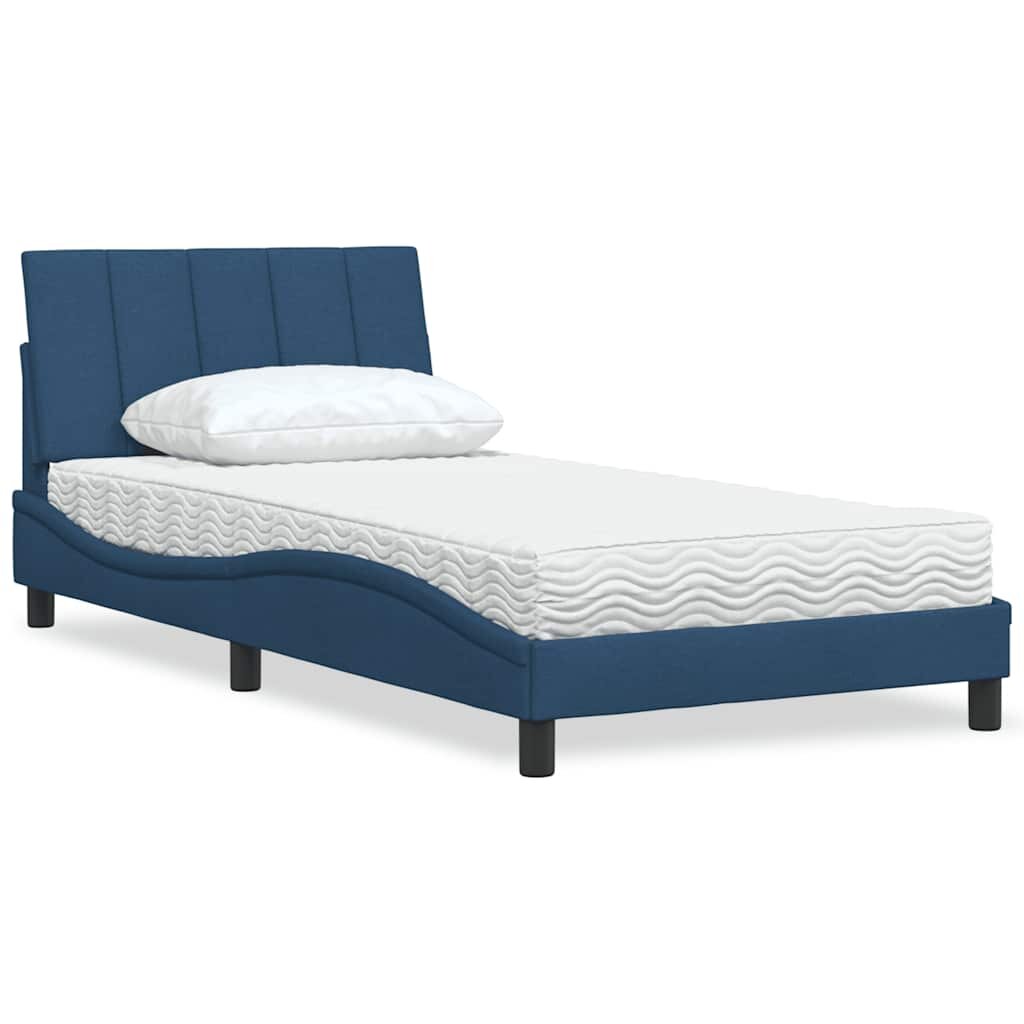 vidaXL Легло с матрак Hanko синьо 100x200 см плат