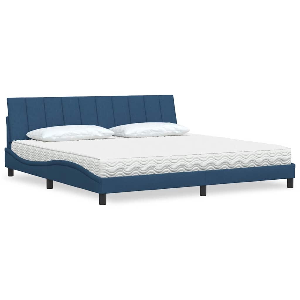 vidaXL Легло с матрак Hanko синьо 200x200 см плат