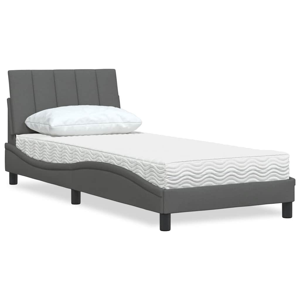 vidaXL Легло с матрак Hanko тъмносив 80x200 см плат