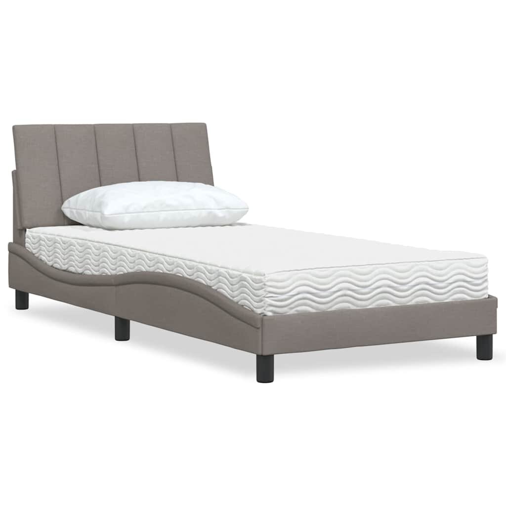 vidaXL Легло с матрак Hanko таупе 100x200 см плат