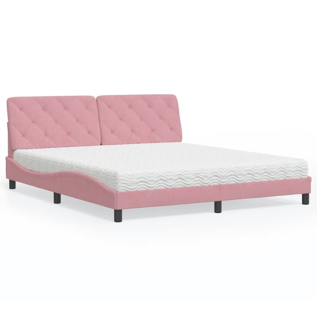 vidaXL Легло с матрак розово 180x200 см кадифе