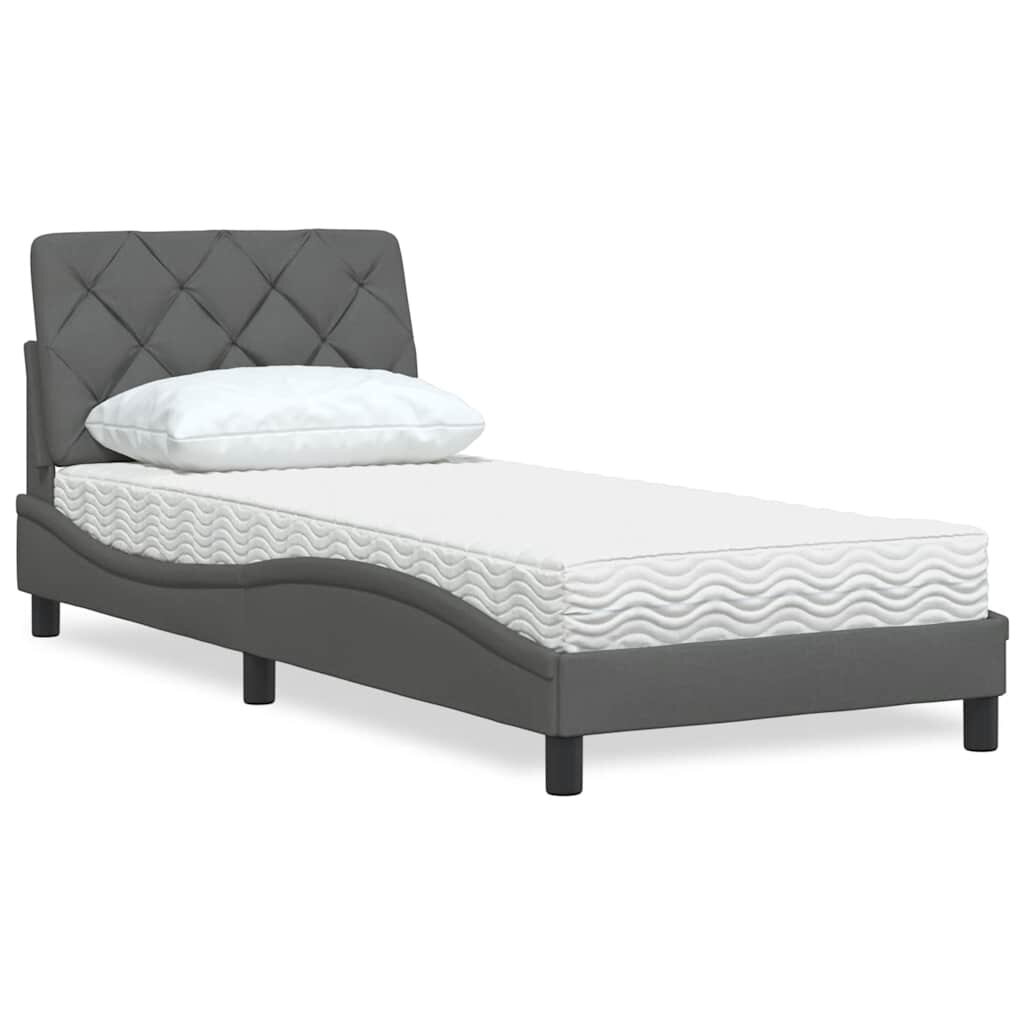 vidaXL Легло с матрак тъмносив 80x200 см плат