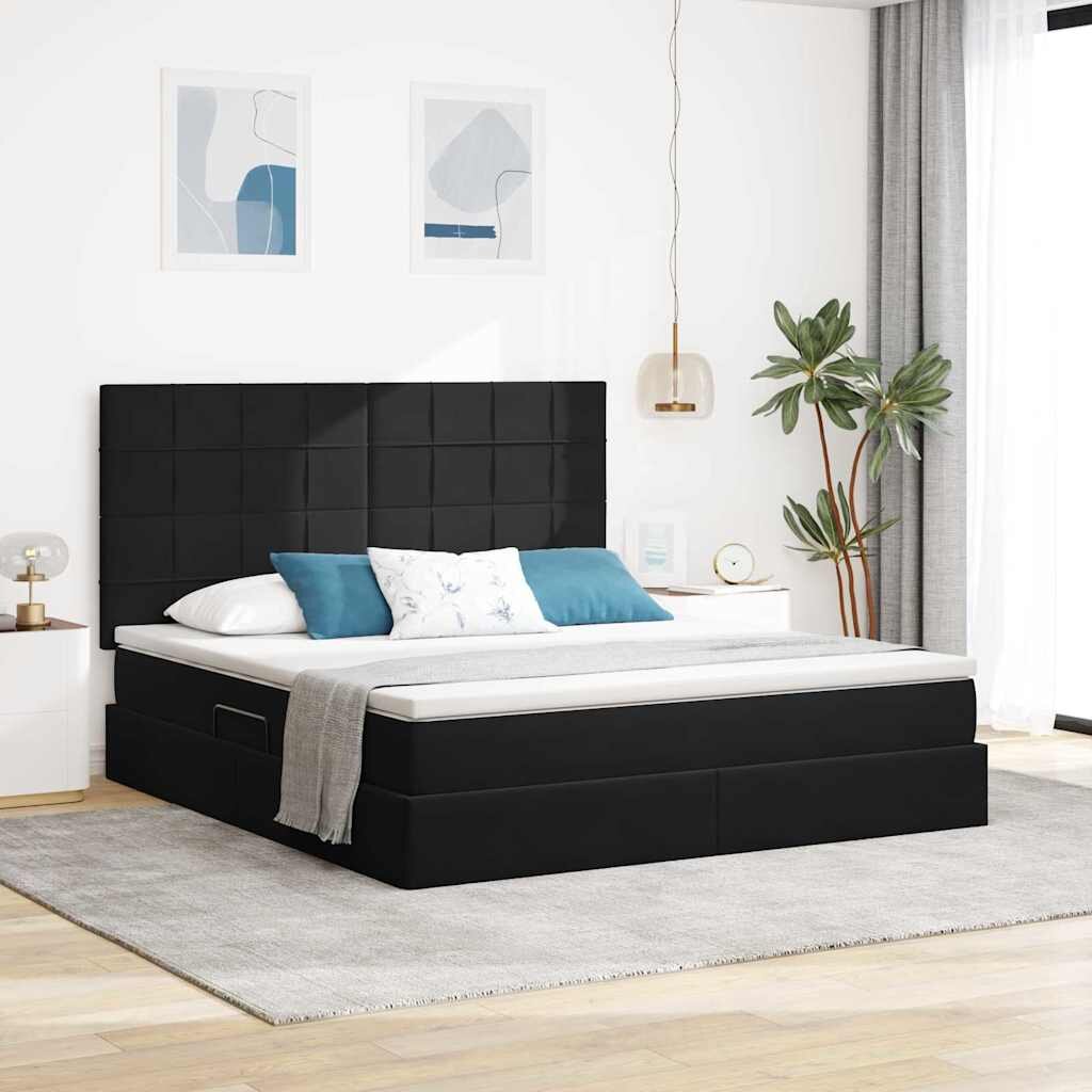 vidaXL Легло с място за съхранение и матрак Черно 160 x 200 cm Кадифе