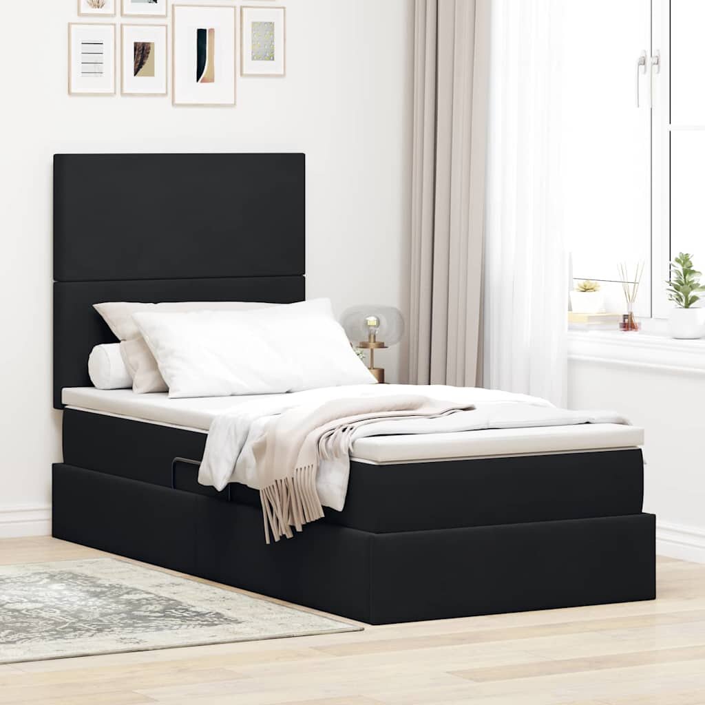 vidaXL Легло с място за съхранение и матрак Черно 90 x 200 cm Кадифе