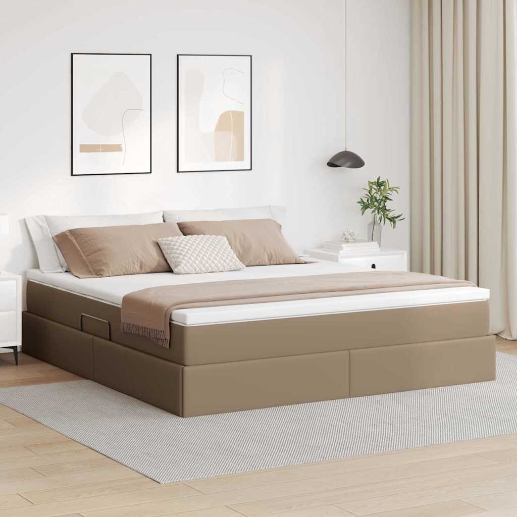 vidaXL Легло с място за съхранение и матрак Капучино 180 x 200 cm