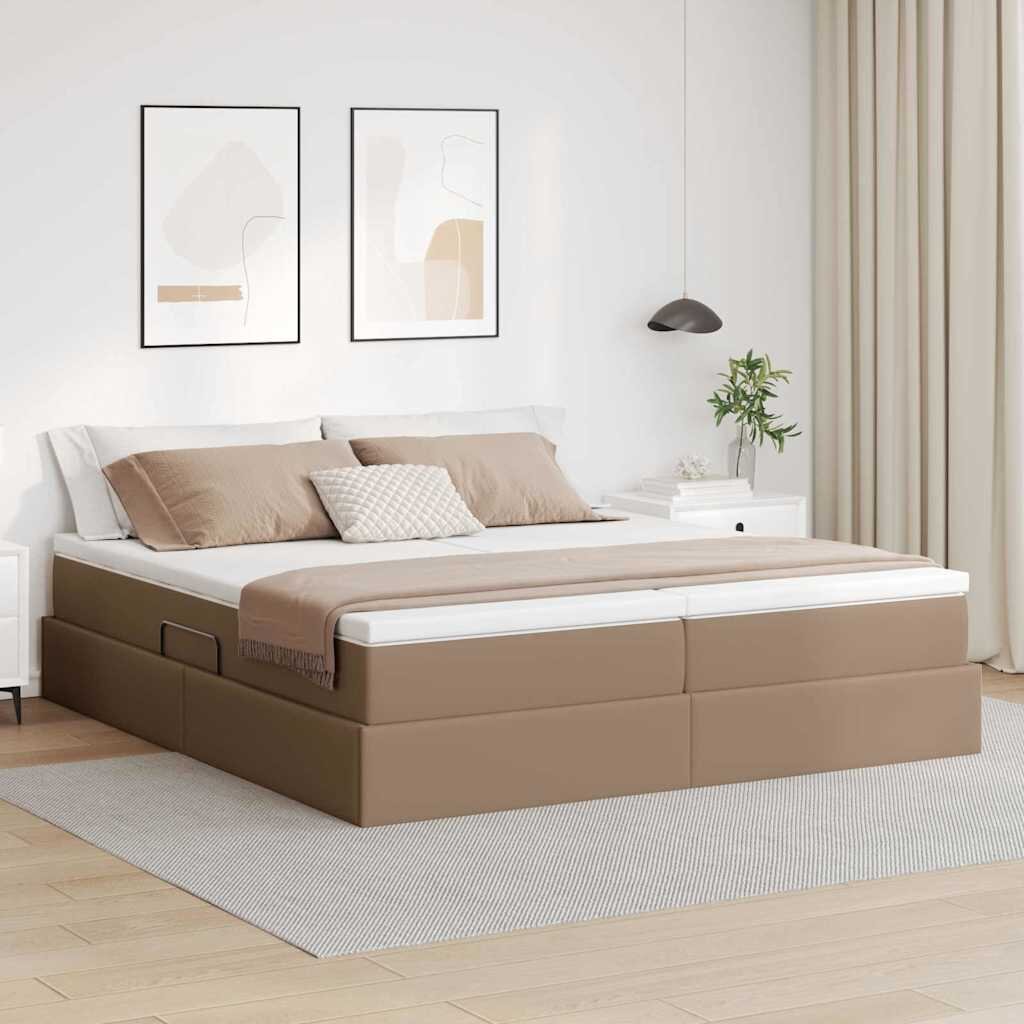 vidaXL Легло с място за съхранение и матрак Капучино 180 x 200 cm