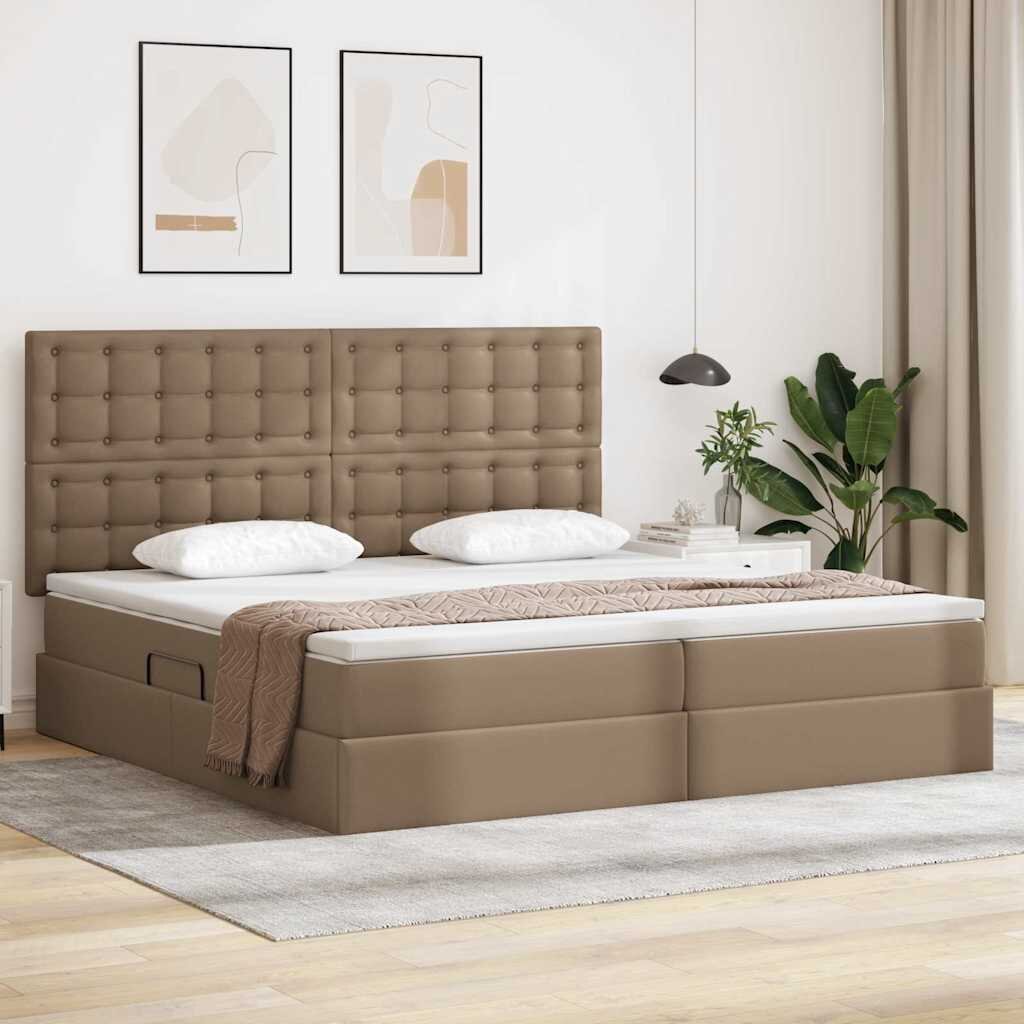 vidaXL Легло с място за съхранение Капучино 200 x 200 cm Изкуствена