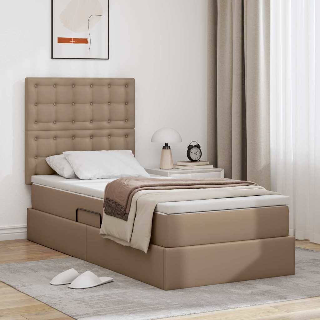 vidaXL Легло с място за съхранение Капучино 90 x 190 cm Изкуствена