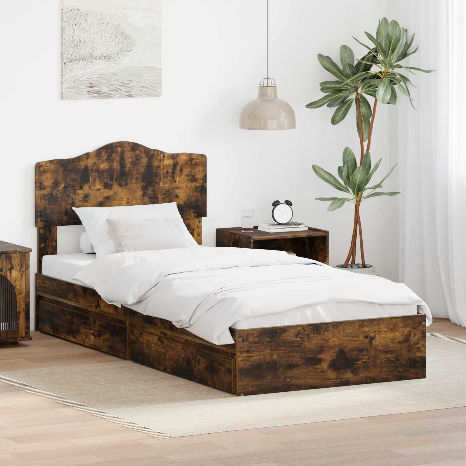 vidaXL Легло с място за съхранение с чекмедже Димян дъб 100 x 200 cm