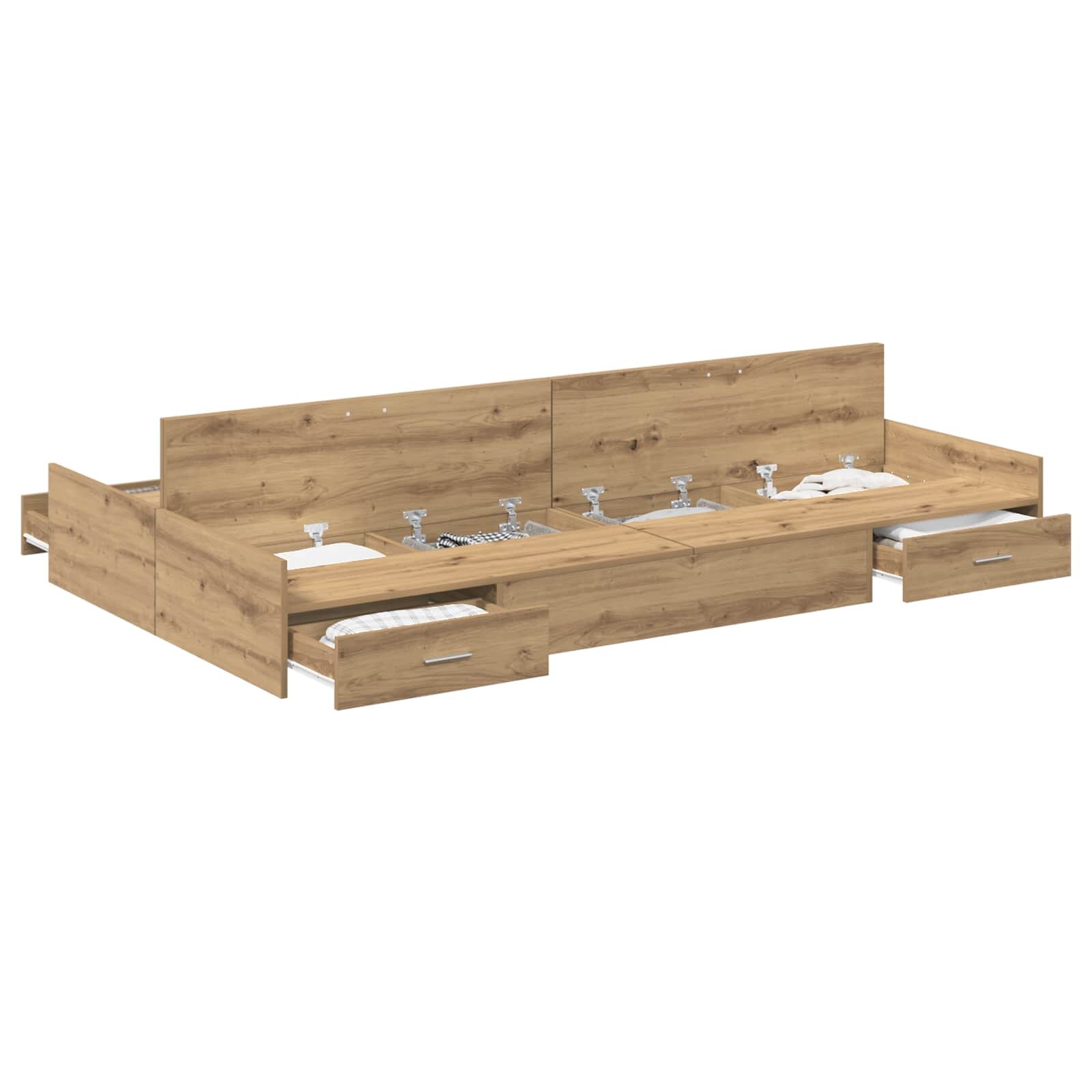vidaXL Легло с място за съхранение с чекмедже с врата Дъб 120 x 200 cm