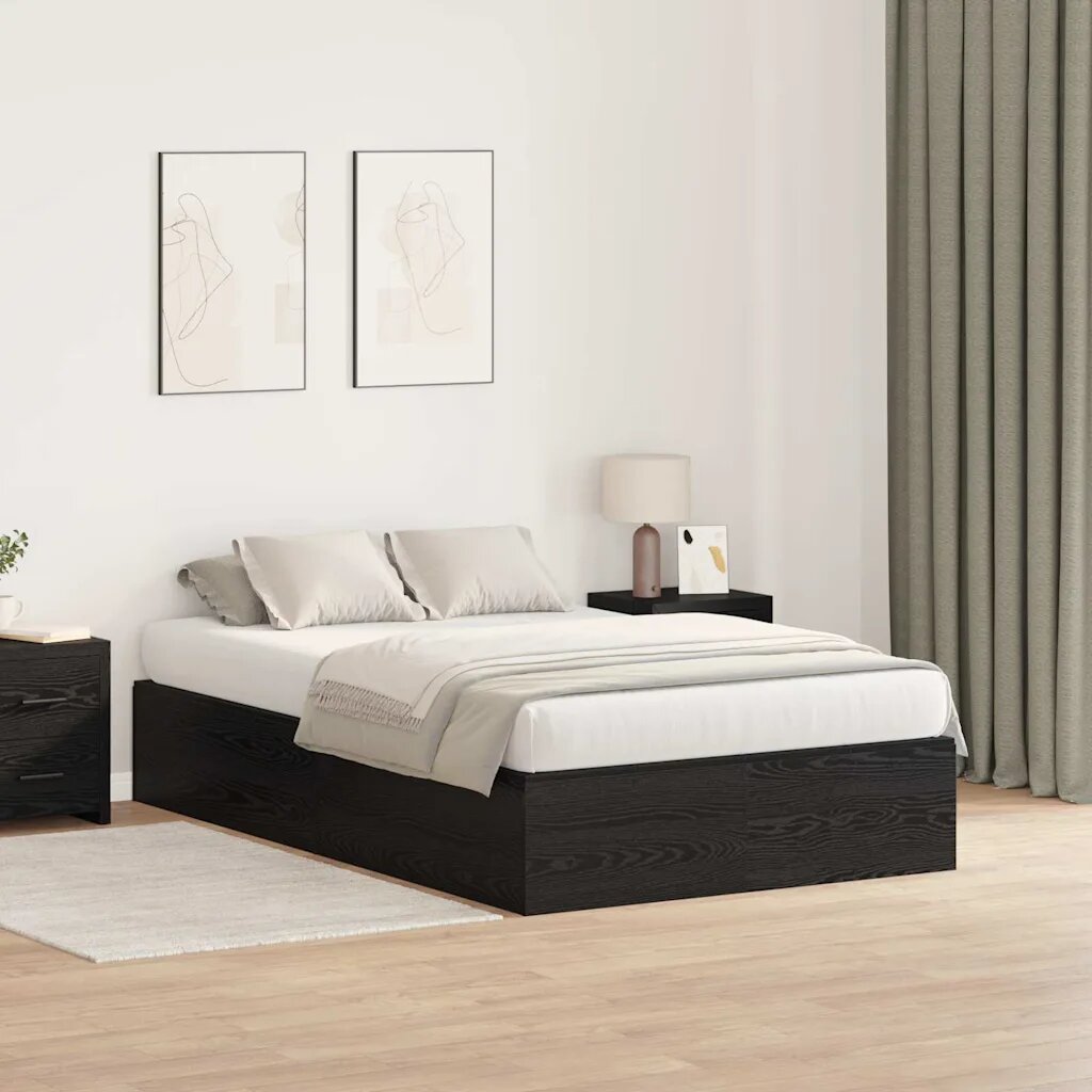 vidaXL Легло с място за съхранение с врата Черния дъб 120 x 200 cm