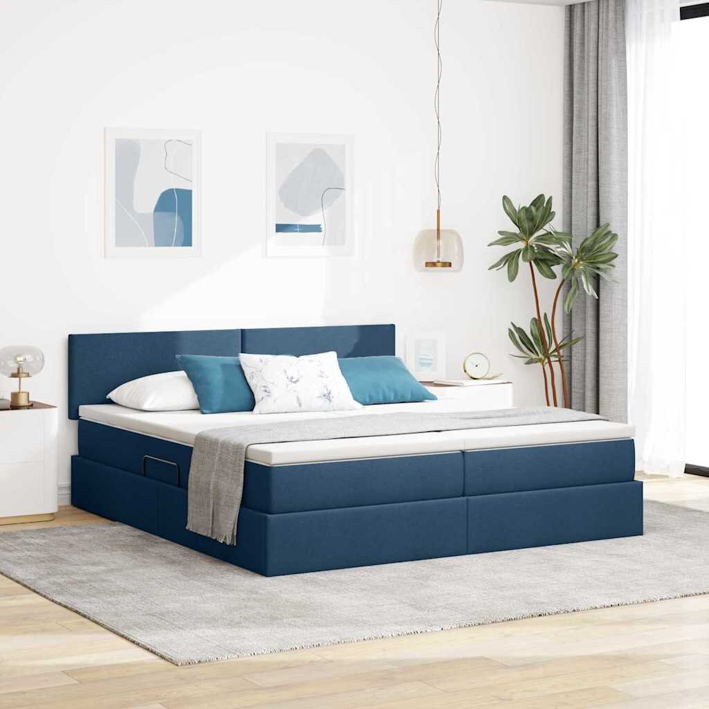vidaXL Легло с място за съхранение Синьо 100 x 200 cm Изкуствена