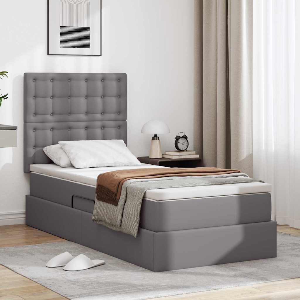 vidaXL Легло с място за съхранение Сив 100 x 200 cm Изкуствена