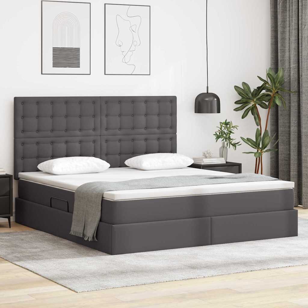 vidaXL Легло с място за съхранение Сив 160 x 200 cm Изкуствена