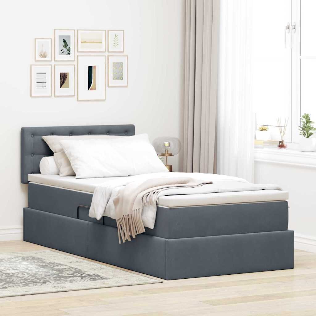 vidaXL Легло с място за съхранение Тъмен сив 100 x 200 cm Кадифе