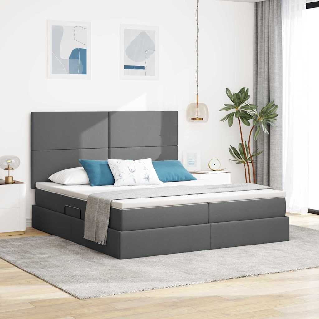 vidaXL Легло с място за съхранение Тъмносиво 180 x 200 cm Текстил