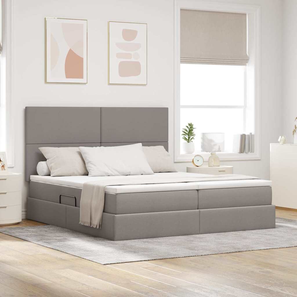 vidaXL Легло с място за съхранение Таупе 200 x 200 cm Текстил